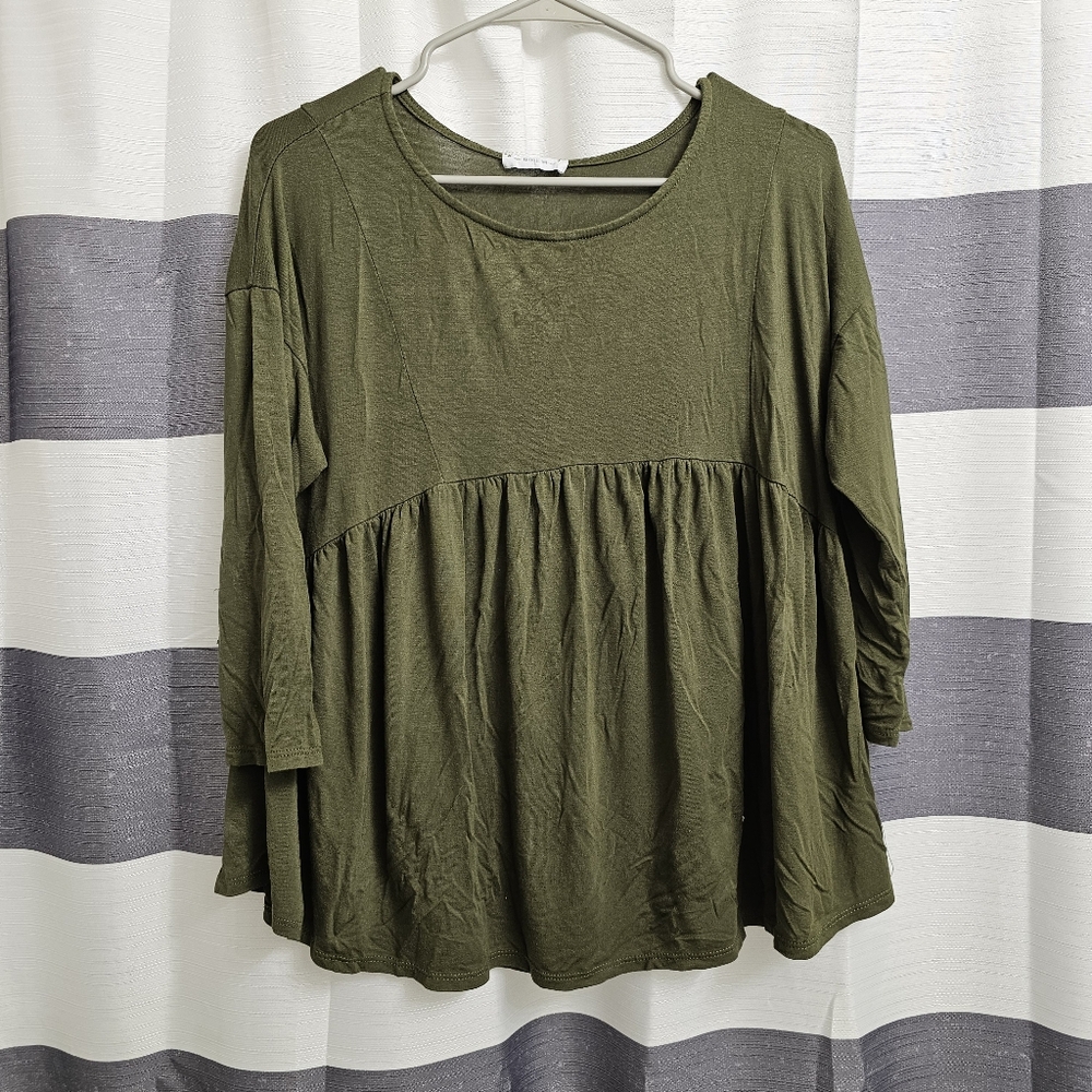 SD Collection Green Relaxed Peplum Tunic